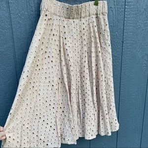 VENUS Eyelet Skirt Midi Tan Skirt L